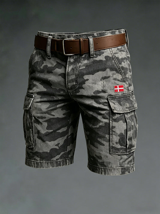 Mænds bekymrede camouflage Print Cargo Shorts