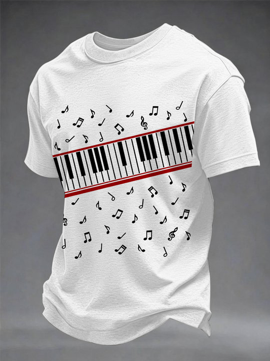 Mænds klavernoter korte ærmer T-shirt