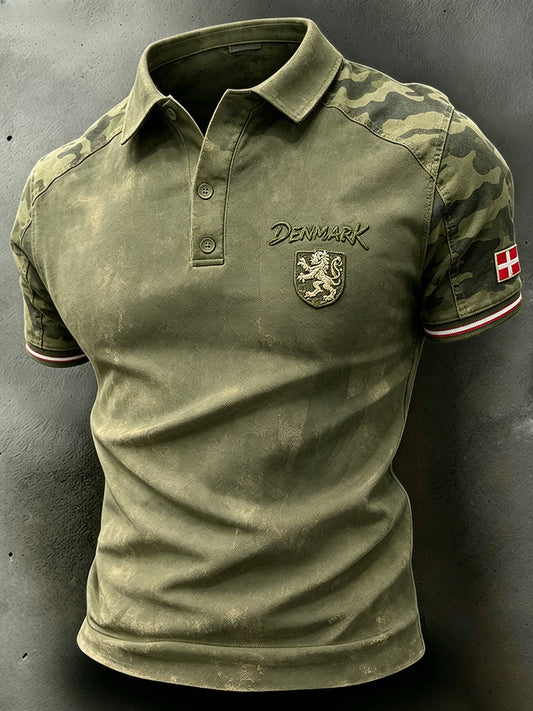 Mænds kortærme Polo skjorte med nødlidende løve camouflage Print