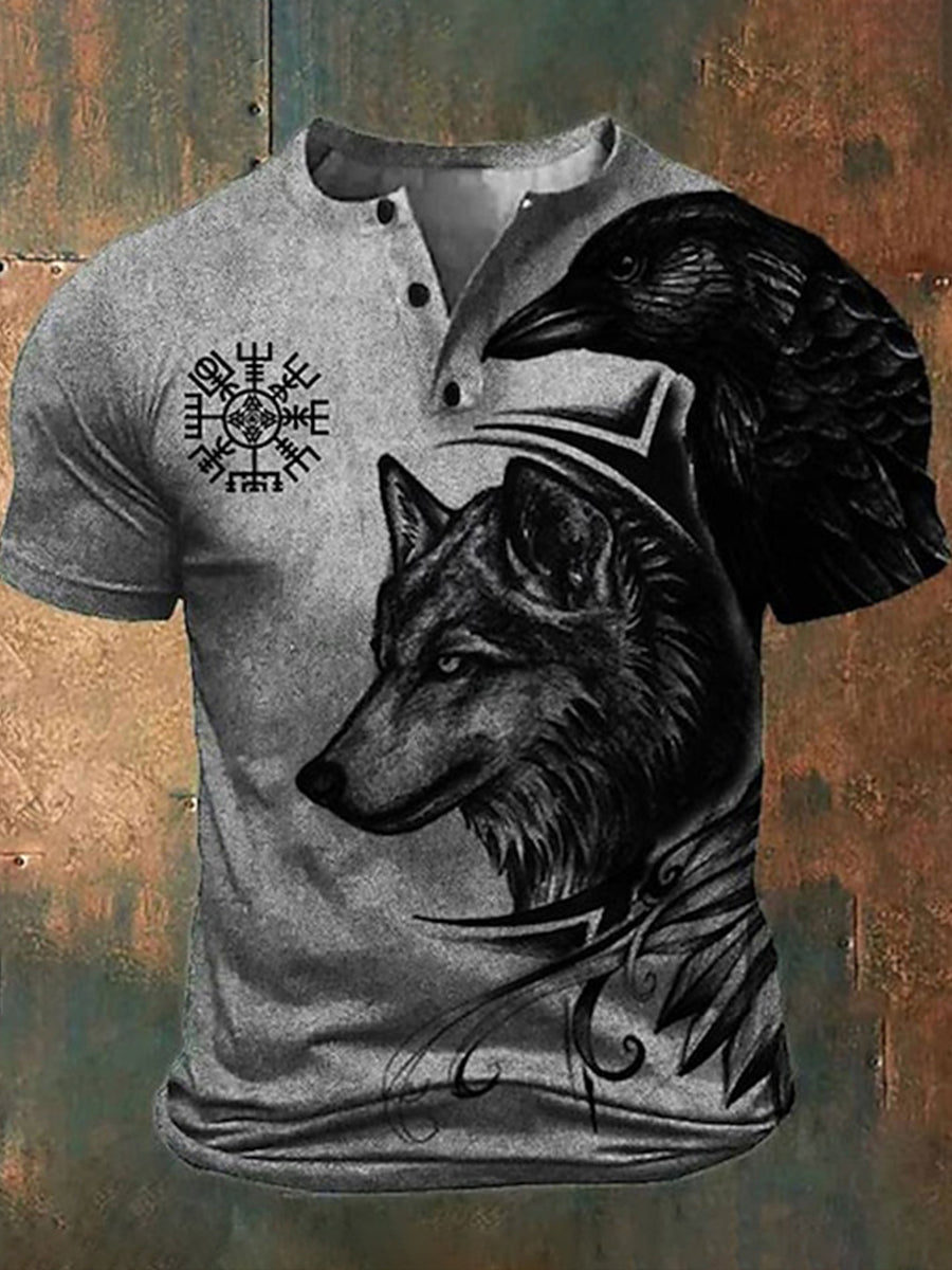 Mænds Viking Wolf Totem T-shirt