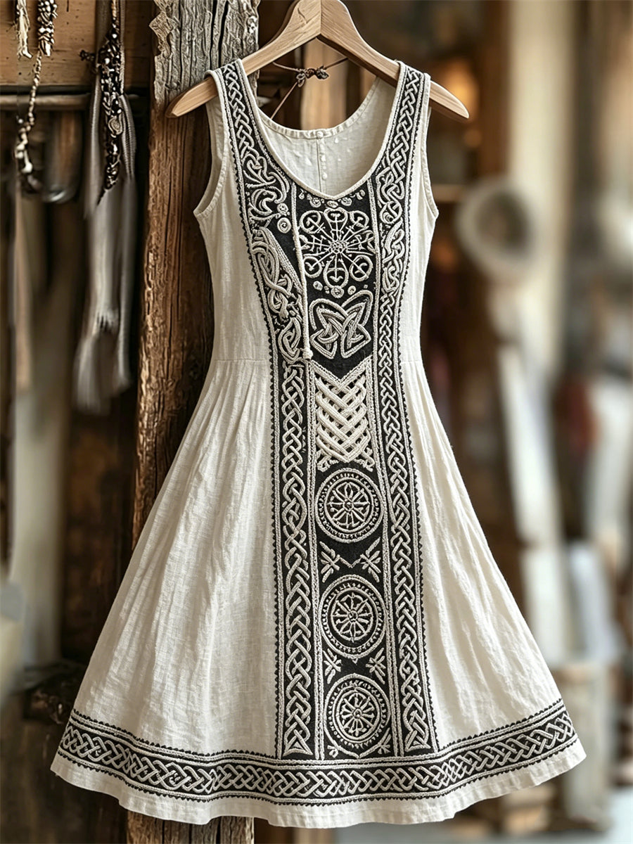 Kvinders Viking Vegvisir Celtic Knud Kontrast Print Tank kjole