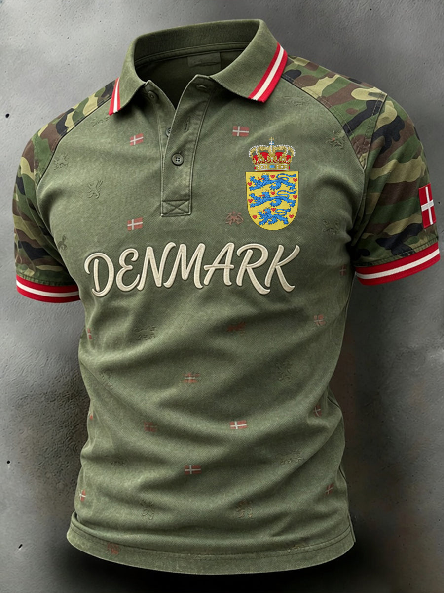Mænds Retro forstyrret camouflage Print Short-Sleeve Polo skjorte