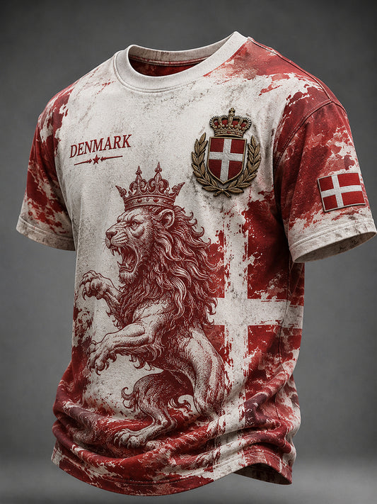 Mænds Retro rædselsløvet løve udskrive kortærme T-shirt