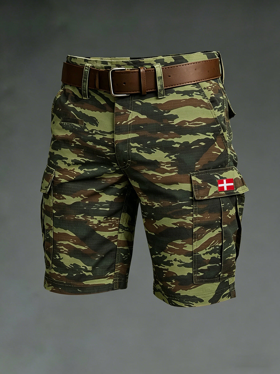 Mænds afslappede cargobukser med camouflageprint