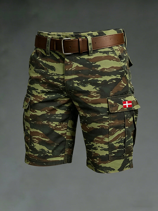 Mænds afslappede cargobukser med camouflageprint