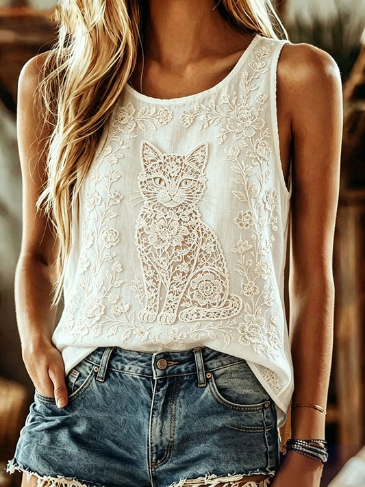 Kvinders blonde kat Print Casual Veste