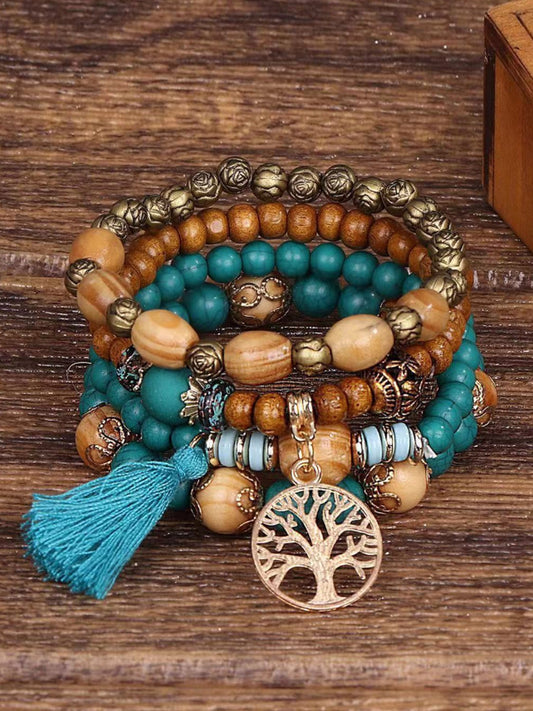 Kvinders Viking træ af livet Bohemian Multi-Layer Bead Armbånd