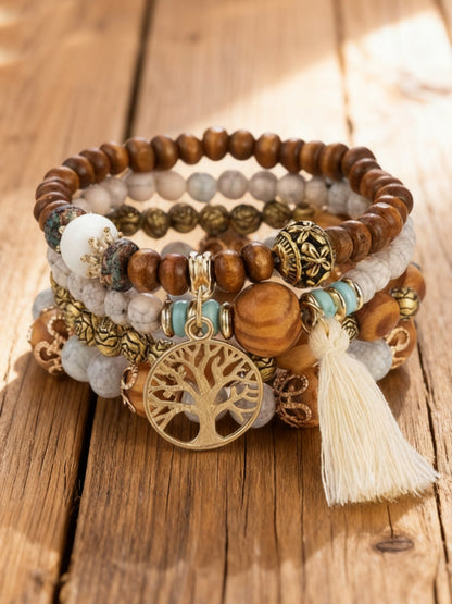Kvinders Viking træ af livet Bohemian Multi-Layer Bead Armbånd