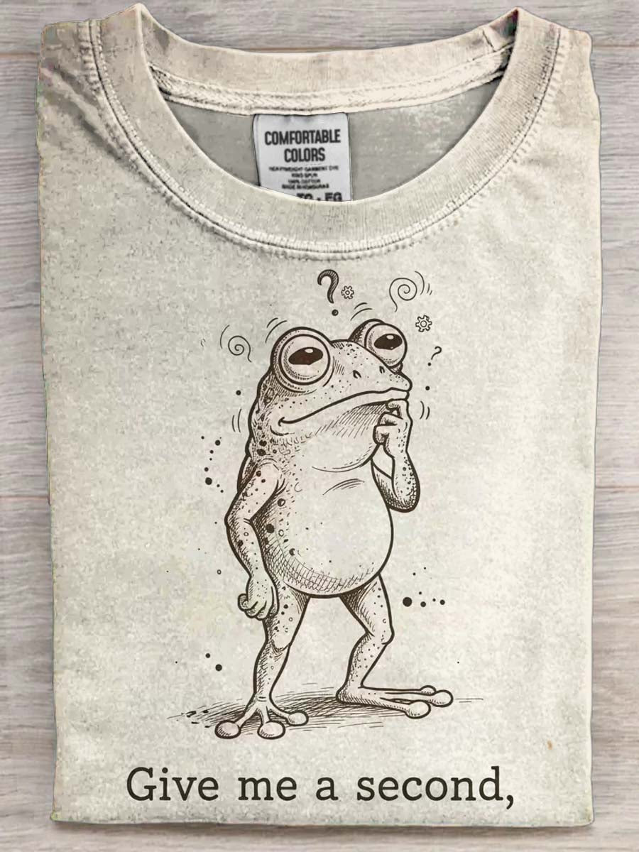 Tænkende frø Print Casual kortærme T-shirt