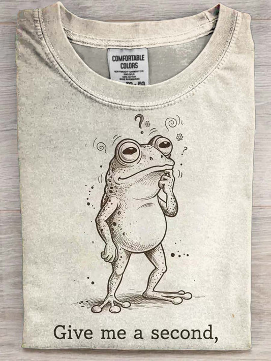 Tænkende frø Print Casual kortærme T-shirt