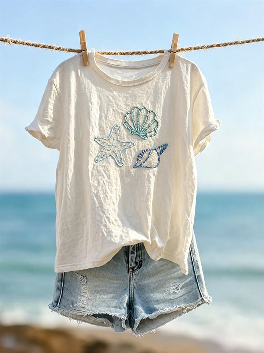 Kvinderstjerne & Sea Shells Clean Art Print kortærmet T-shirt