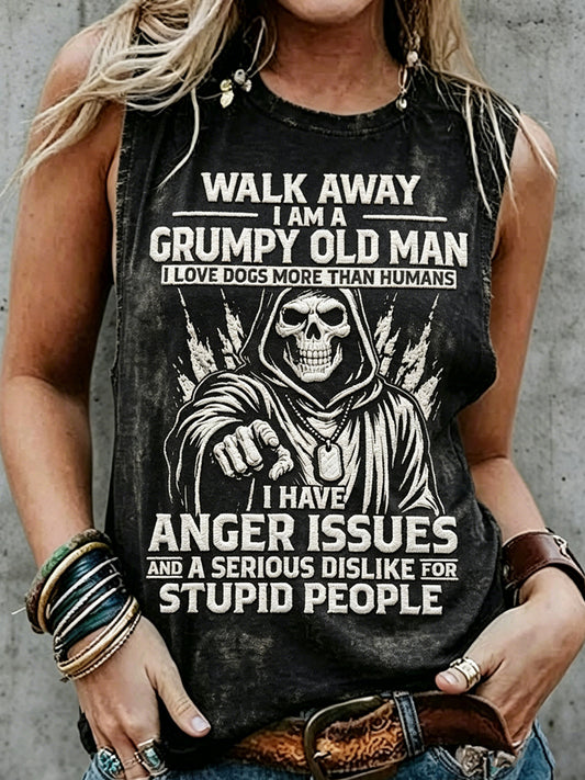 Kvinders Retro Gamle Fuckers Club Print ærmeløse tank øverst