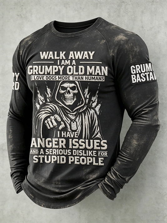 Mænds Grumy mand Trykt Raglan ærme T-shirt