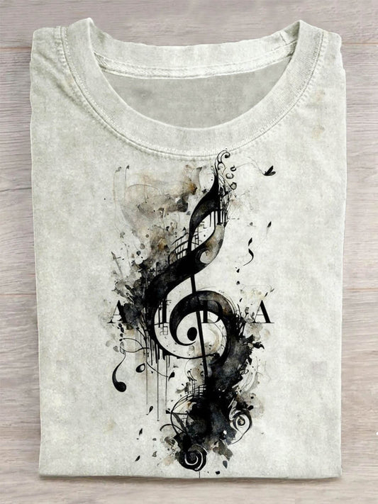 Unisex Abstrakt musikal note udskriver design T-shirt