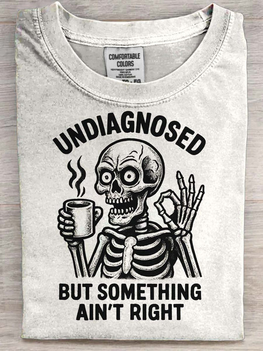 Ikke-diagnosticeret Skull Print Casual Short-Sulve T-shirt