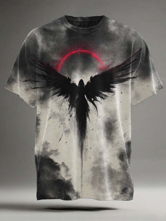Mørk Fantasy Print Casual Kort ærme T-shirt