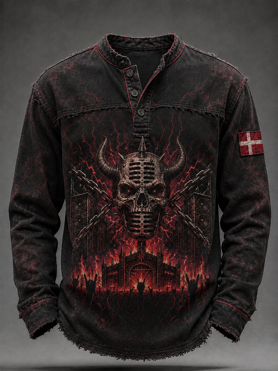Mænds Musik Festival-Inspireret heavy Metal Print Casual Lang-ærmede Toppe