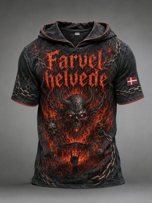 Mænds Musik Festival-Inspireret heavy Metal Print Casual korte ærmede Hoodiet