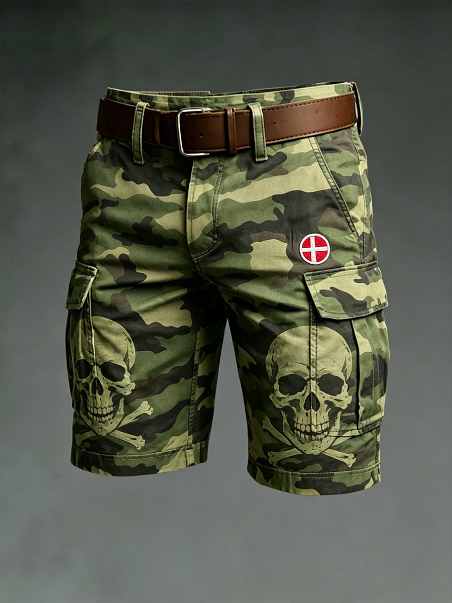 Mænds camouflage cargo-shorts med løveprint