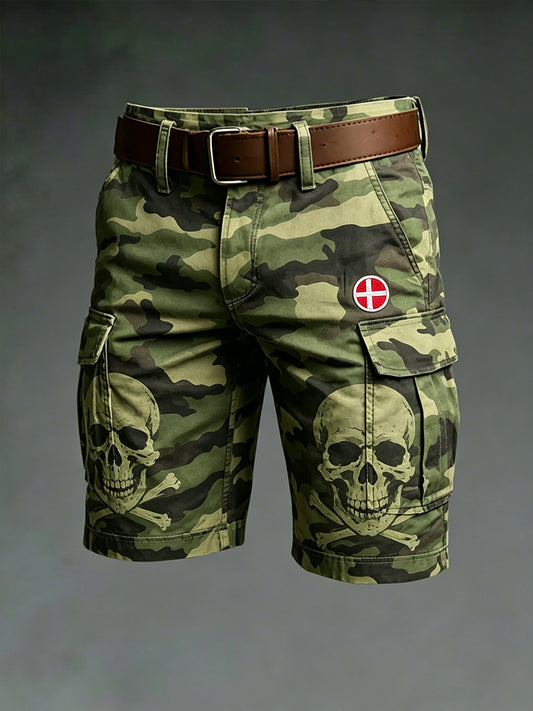 Mænds camouflage cargo-shorts med løveprint