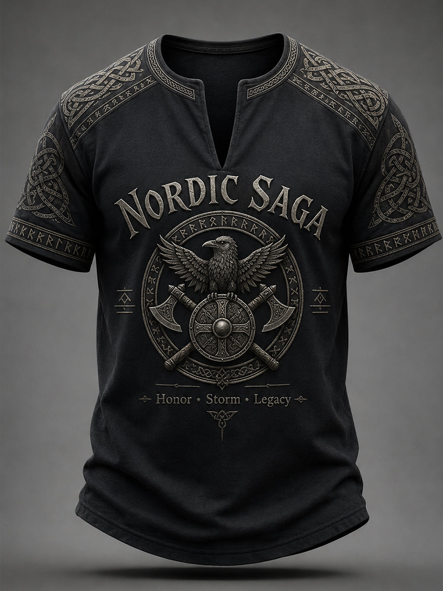Mænds Retro vikinge element Print Casual V-hals øverst