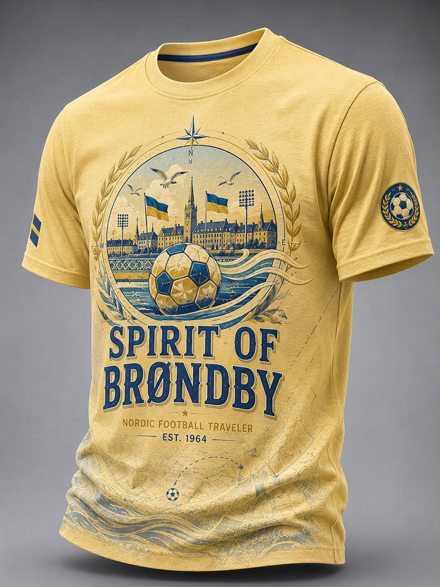 Mænds T-shirt med korte ærmer og fodboldprint