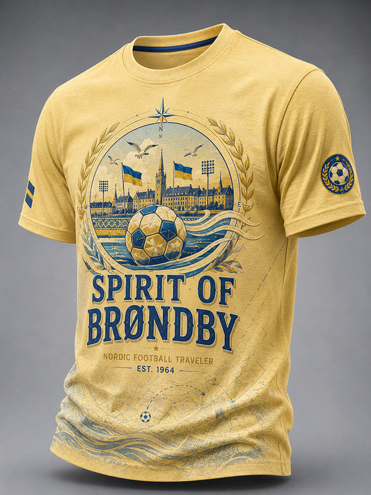 Mænds T-shirt med korte ærmer og fodboldprint