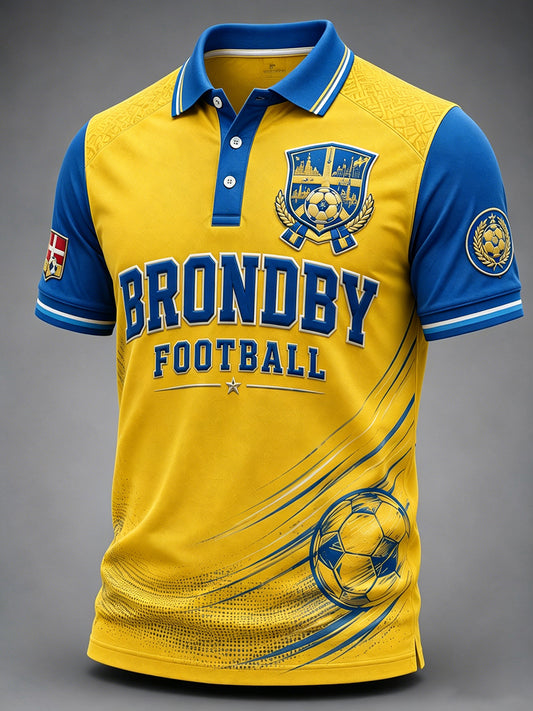 Mænds poloshirt med korte ærmer og fodboldprint