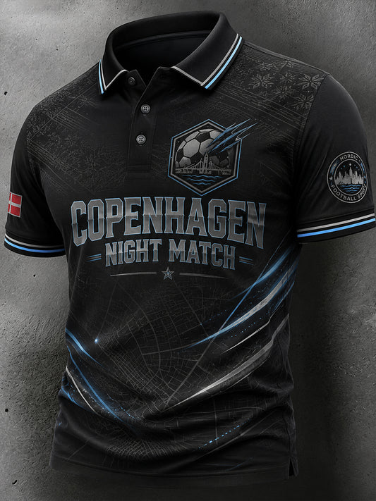Mænds poloshirt med korte ærmer og fodboldprint