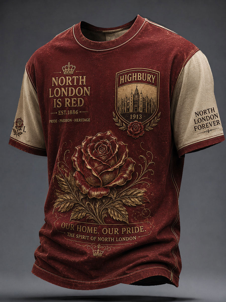 Herrernes Highbury-stolte fodboldelsker-T-shirt med nordlondoner-motiv
