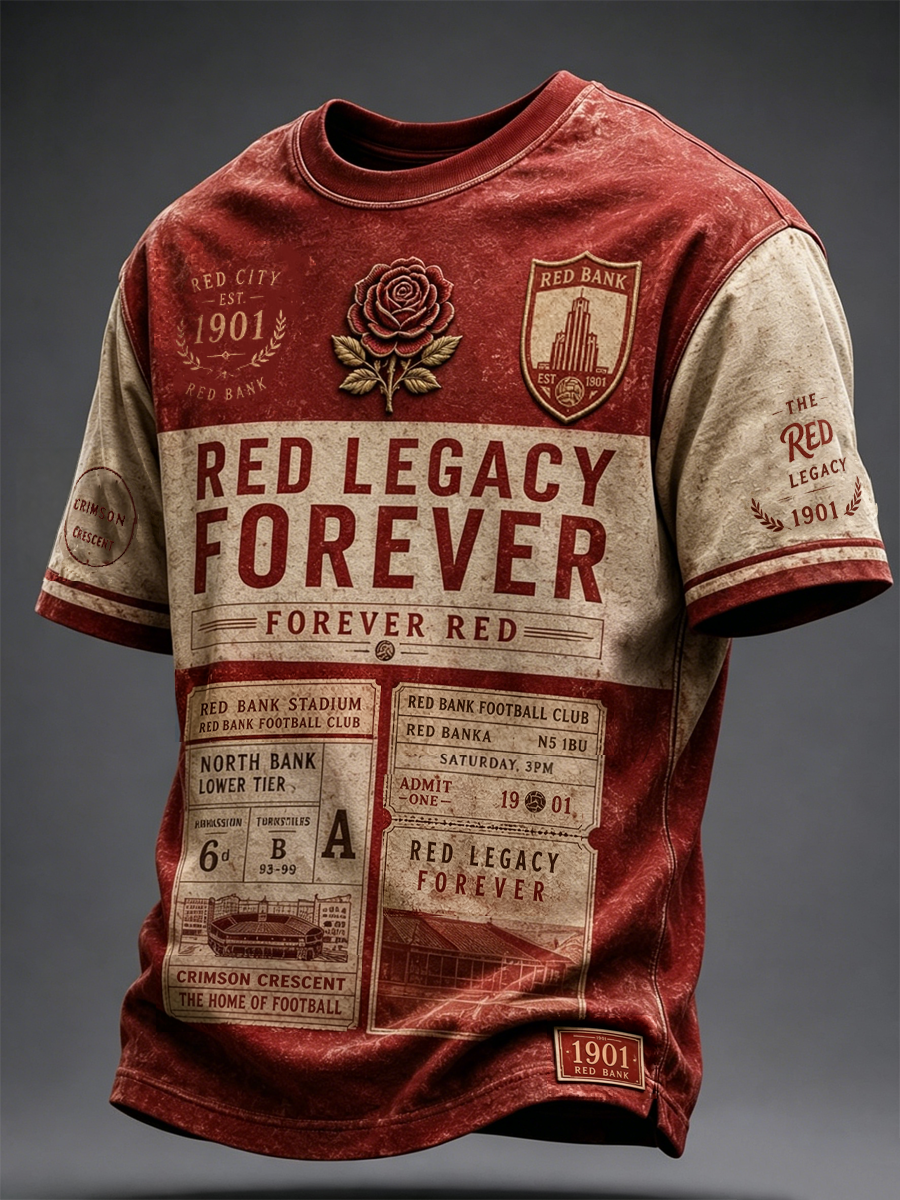 Mænds RED CITY FOREVER Printede korte ærmer t-shirte