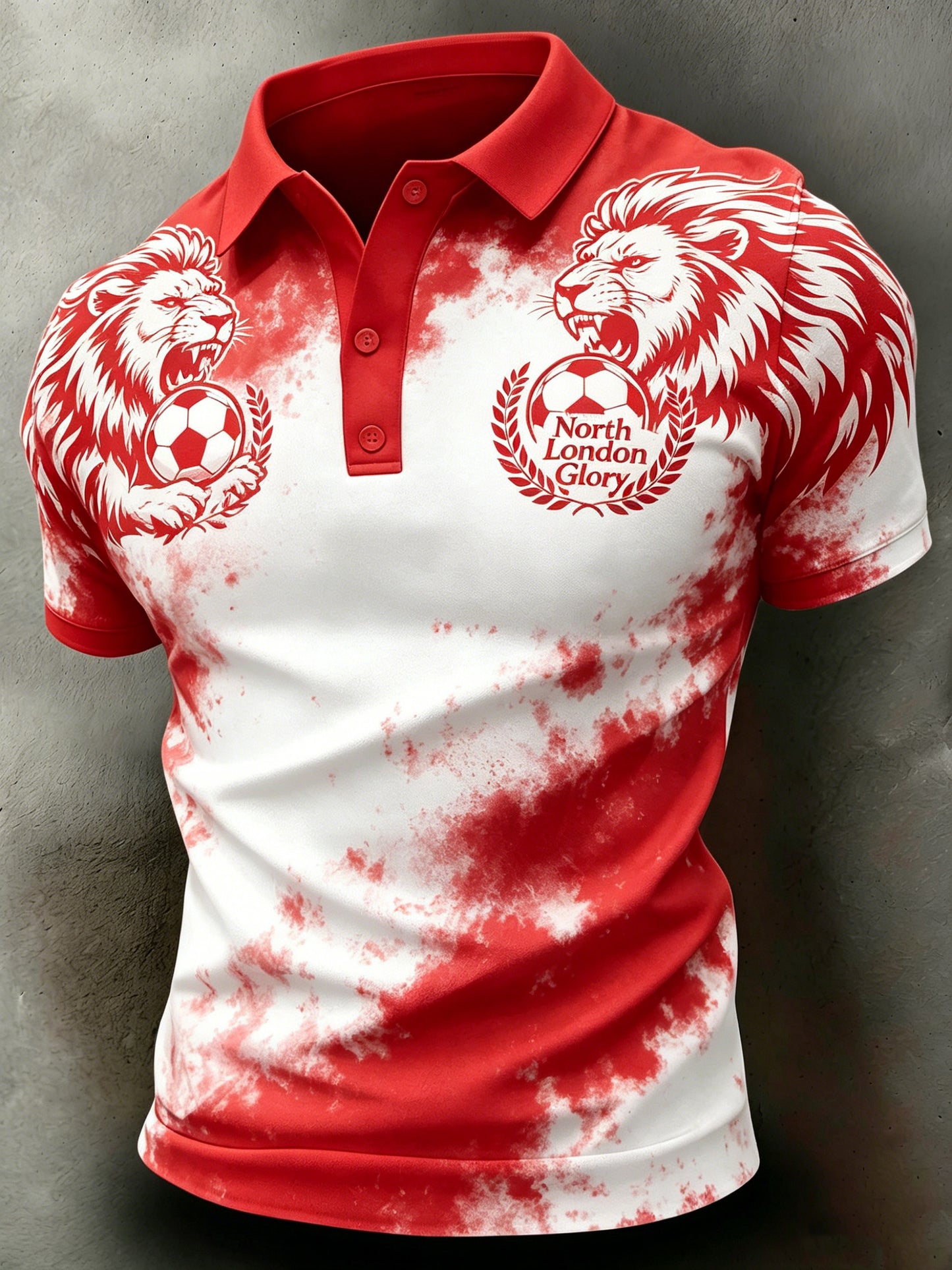 Herre fodbold heppende kunsttryk poloshirt