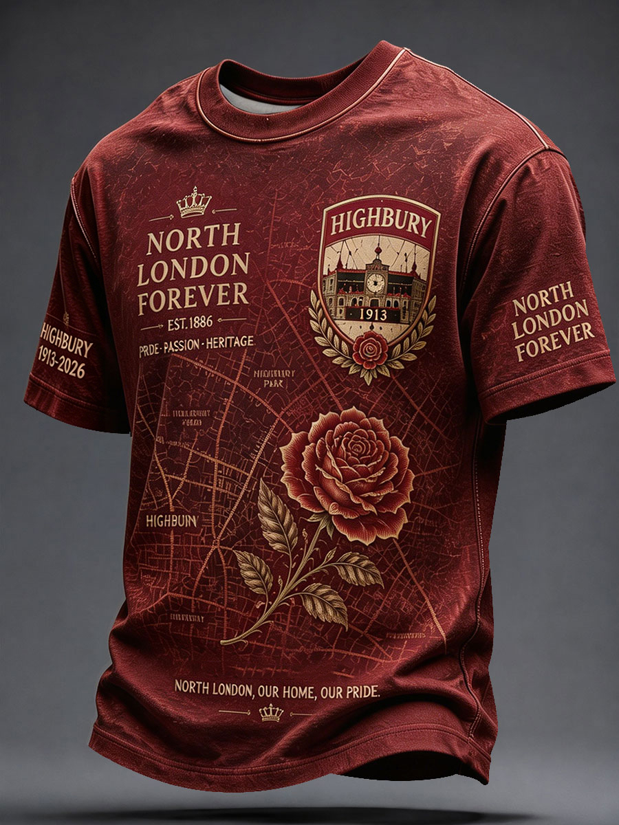 Mænds North Lodon Forever Fodbold Lover Printed korte ærmer t-shirt