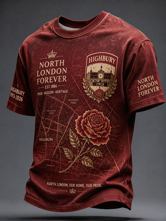 Mænds North Lodon Forever Fodbold Lover Printed korte ærmer t-shirt