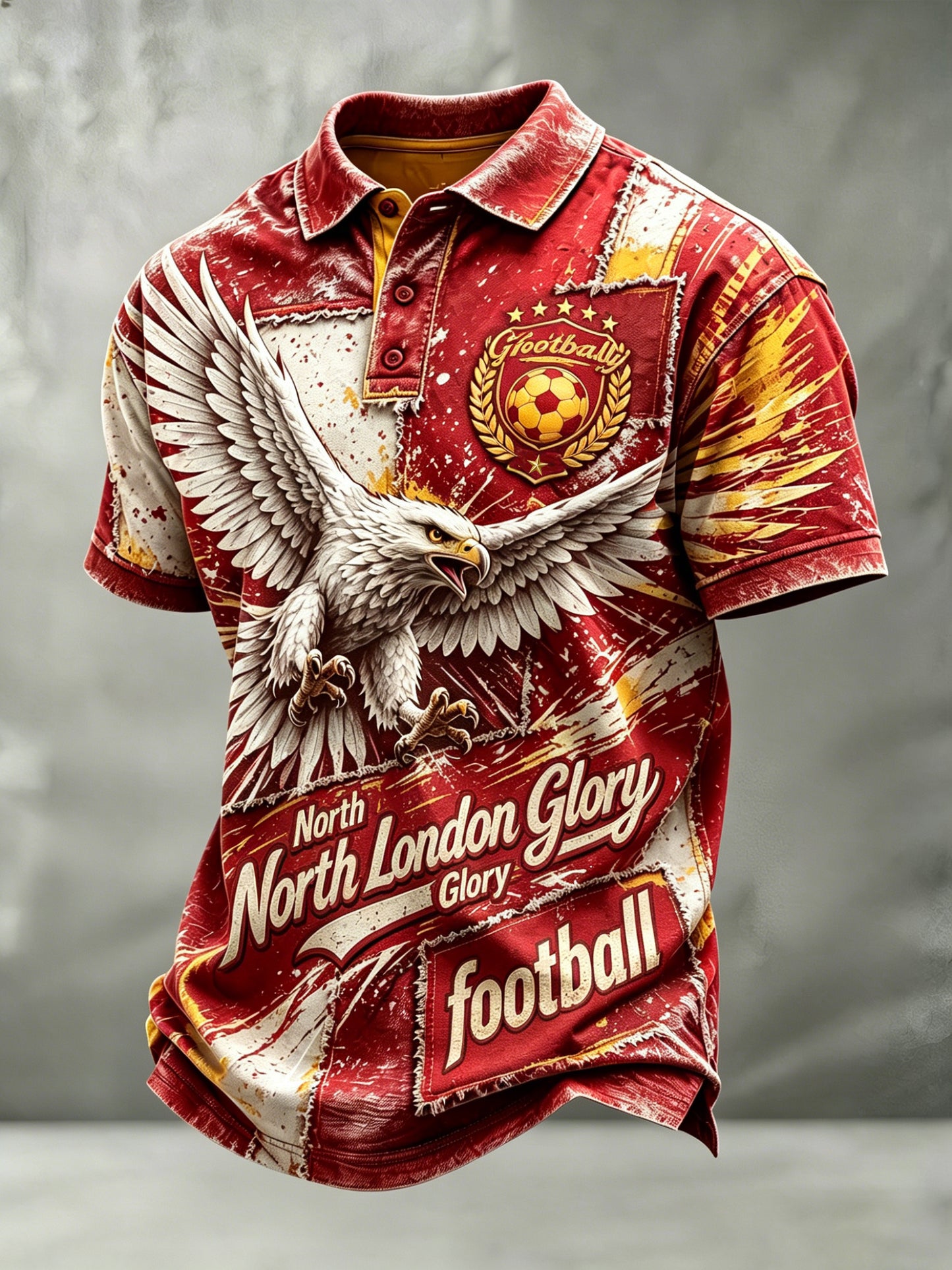 Herre fodbold heppende kunsttryk poloshirt