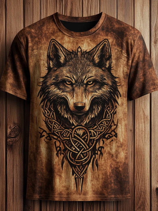 Mænds Viking Wolf Totem T-shirt