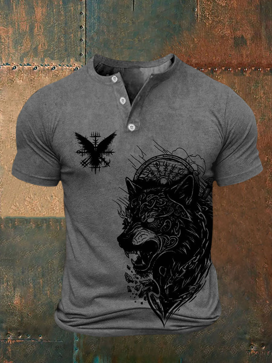 Mænds vikingetrykt t-shirt