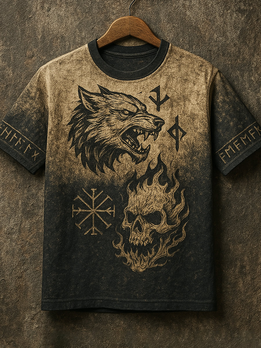 Mænds vikingulv totem t-shirt