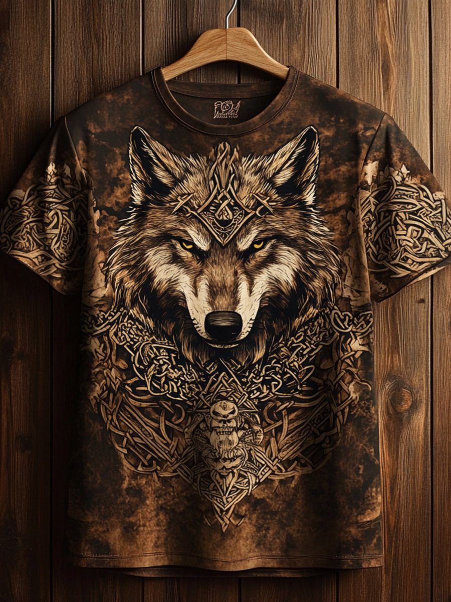 Mænds vikingulv totem t-shirt