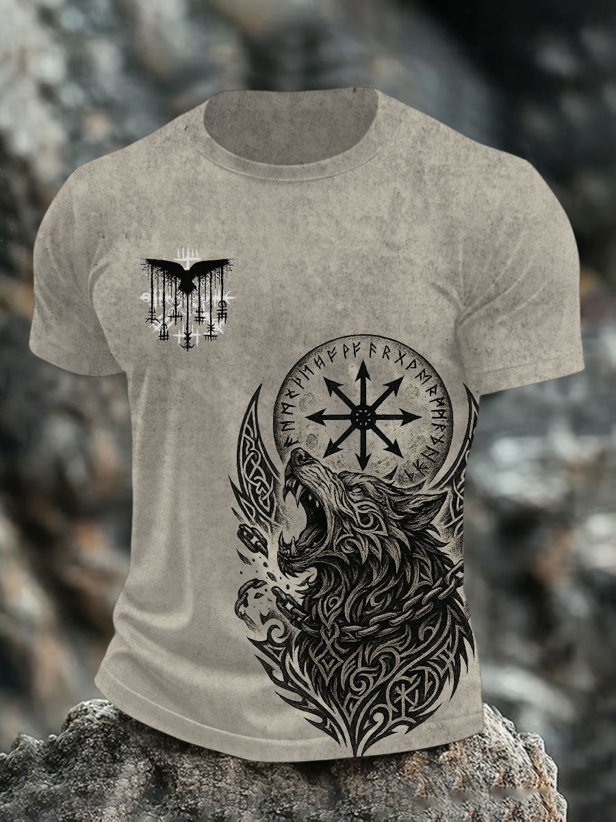 Mænds vikingetrykt t-shirt