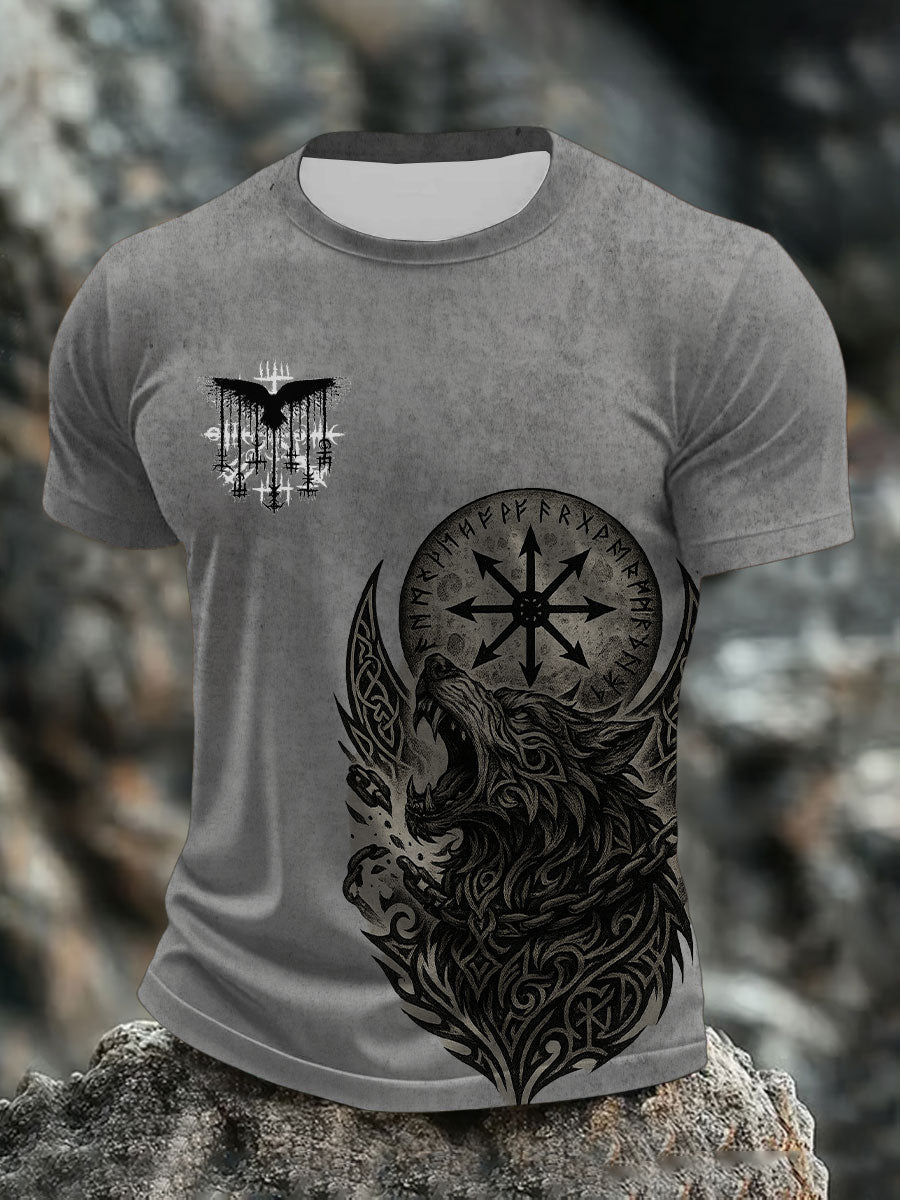 Mænds vikingetrykt t-shirt