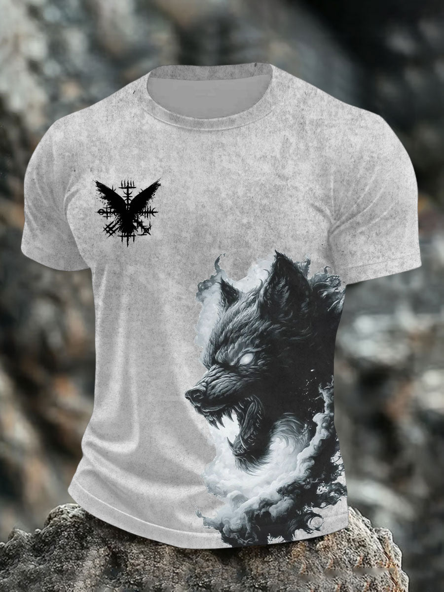 Mænds vikingetrykt t-shirt