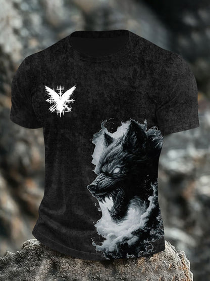 Mænds vikingetrykt t-shirt