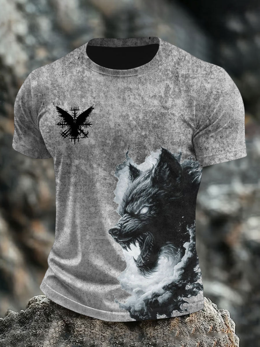Mænds vikingetrykt t-shirt