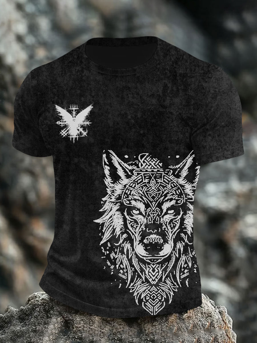 Mænds vikingetrykt t-shirt