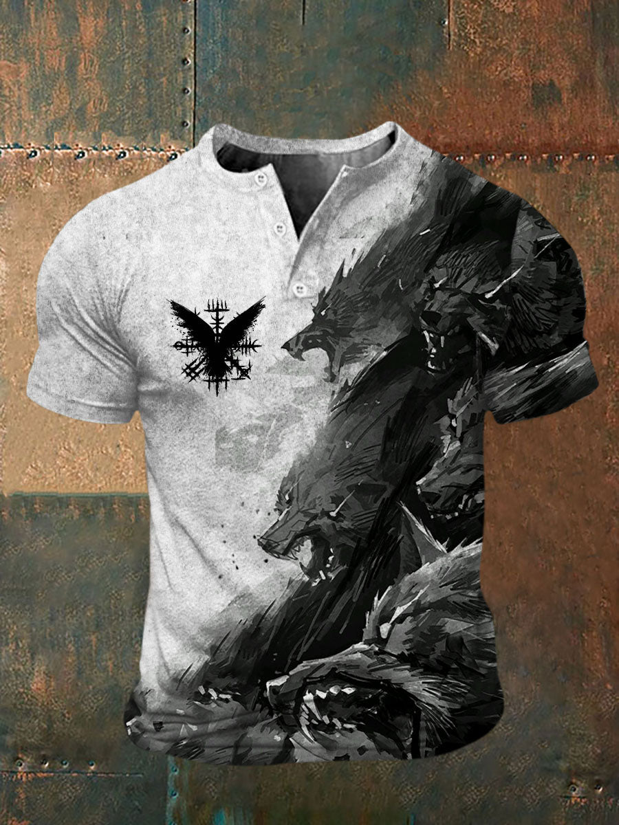 Mænds vikingetrykt t-shirt