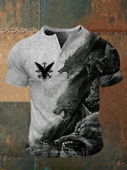 Mænds vikingetrykt t-shirt