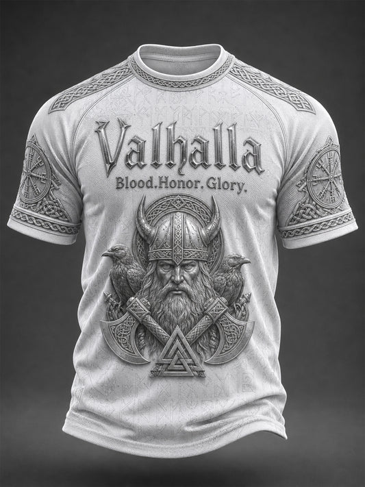 Mænds Valhalla printet casual t-shirt med korte ærmer