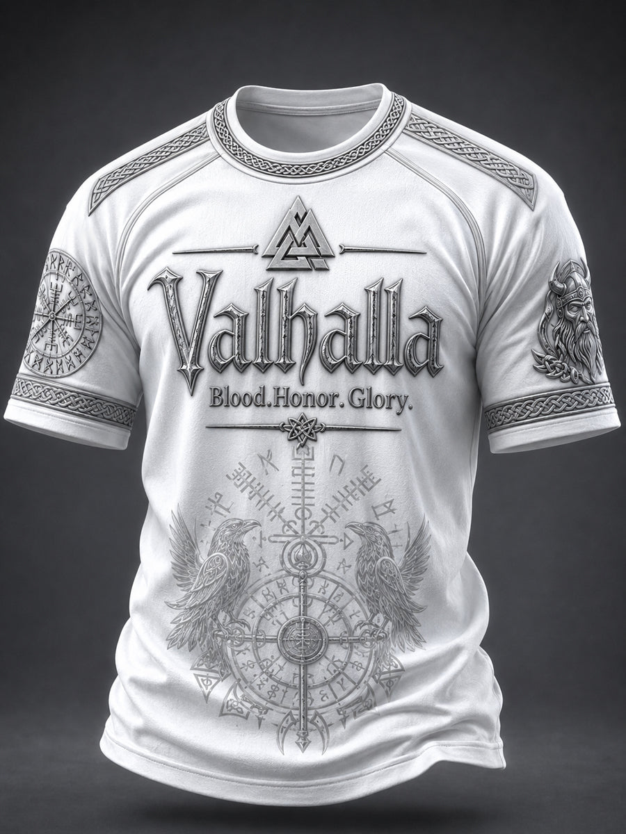 Mænds Valhalla Printed Casual korte ærmer t-shirt