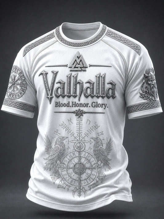 Mænds Valhalla Printed Casual korte ærmer t-shirt